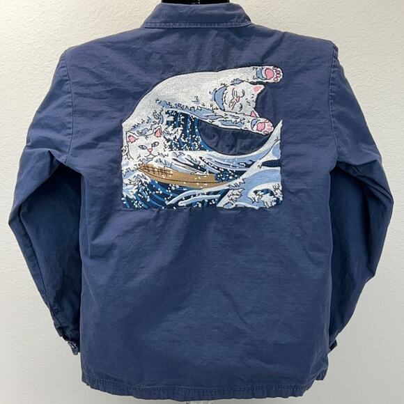 RIPNDIP The Great Wave of Nerm Ripstop Shirt Jacket Skater Skating Blue M Medium - Picture 3 of 7